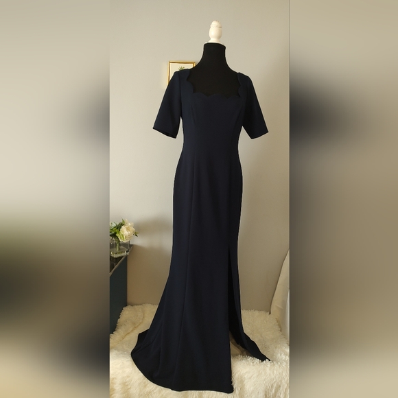 Adriana Papell Maxi Dress Style Bridesmaid Color Navy Blue Size 8 - Picture 1 of 10